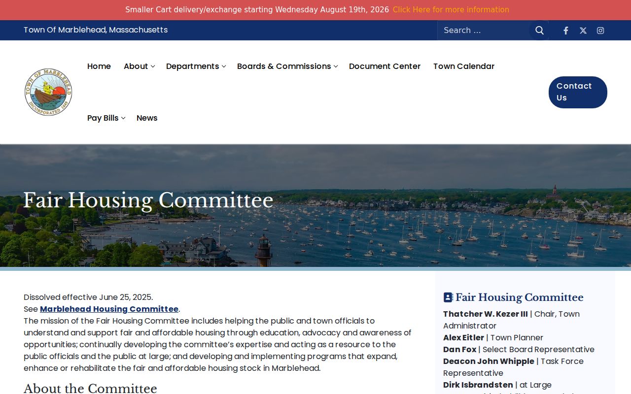 Marblehead neighbors page showing the Town neighborhood association inventory
