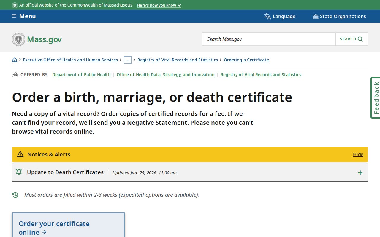 Marblehead resident lookup through Massachusetts vital records ordering